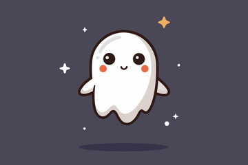 Tiny ghost spirit with pointed tail and bright stars  