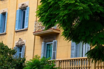 Residential apartment building facade, Barcelona, Spain