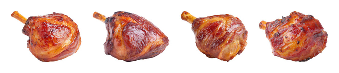 Savory glazed ham hock, succulent roast pork leg, delicious meat for gourmet dining and culinary presentation PNG set with transparent background