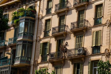 Obraz premium Residential apartment building facade, Barcelona, Spain