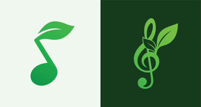 Eco Music Note Leaf Sound Green Logo