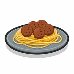 Delicious Spaghetti with Meatballs on a Plate A Classic Italian Dish Illustration