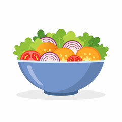 Fresh Garden Salad in a Blue Bowl with Vegetables - Healthy Eating Concept
