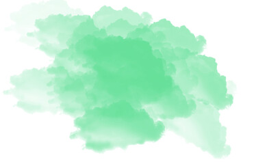 Obraz premium Watercolor green cloud isolated on transparent background for creative design hand painted artistic element for decoration