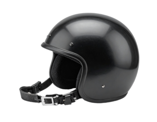 Black helmet isolated on transparent background for safety and protection