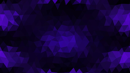 Abstract. Frame. Geometric. A dark abstract background with a vibrant purple low poly frame and copy space, ideal for a modern tech presentation, a gaming event, or a futuristic website layout.