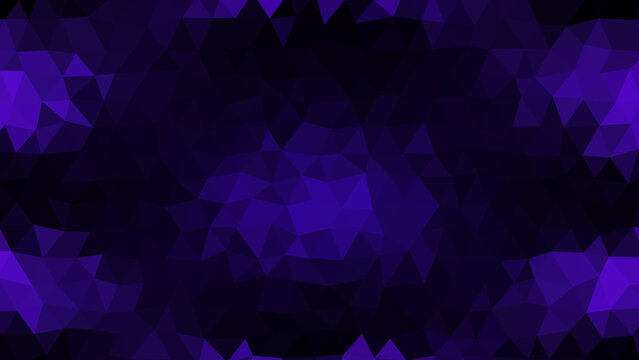 Abstract. Frame. Geometric. A dark abstract background with a vibrant purple low poly frame and copy space, ideal for a modern tech presentation, a gaming event, or a futuristic website layout.