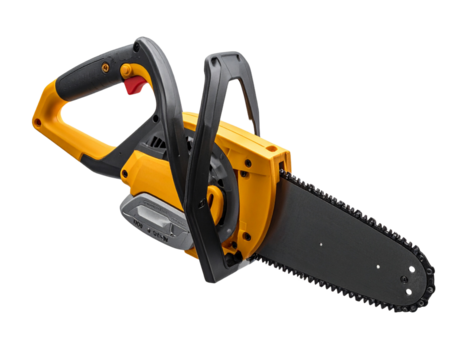 Chainsaw illustration isolated on transparent background for design and editorial uses