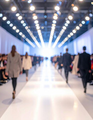 Fototapeta premium Fashion blur elegance spotlight contemporary audience model walkway glamour