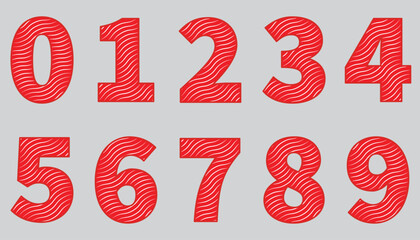 1 to 9 Number Lines Logo Icon vector and Illustration