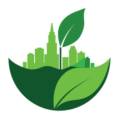 City Skyline Growing from a Leaf Symbolizing Eco Urban Growth