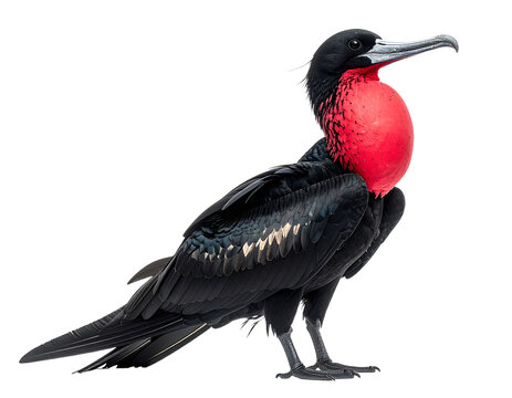 Frigatebird with red throat pouch isolated on transparent background - Powered by Adobe