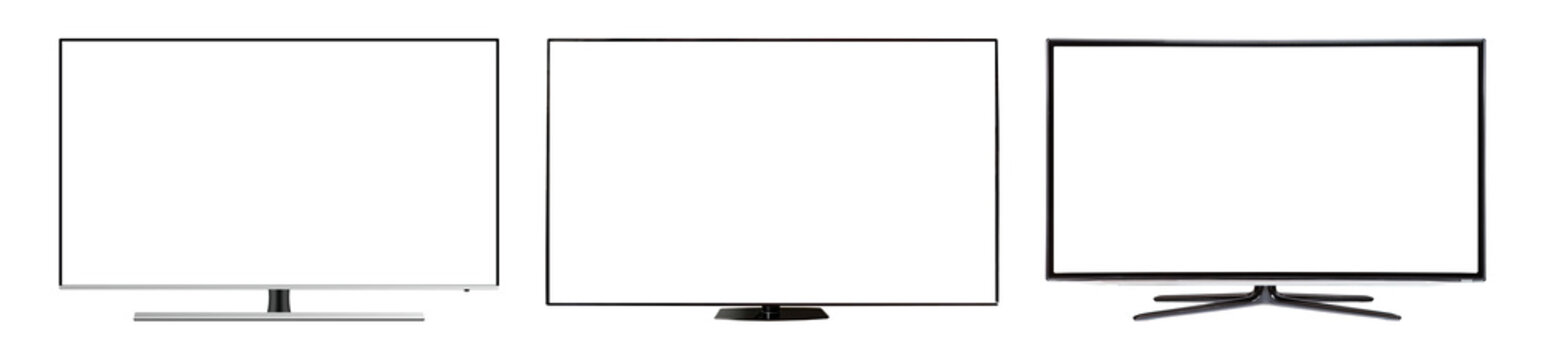 Green, black and white TV background. TV screens with chrome key. Empty space to insert. 3d illustration. High quality 3d illustration