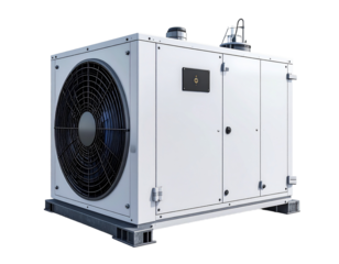 Industrial air compressor unit isolated transparent background