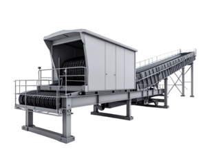 Industrial conveyor system with transparent background