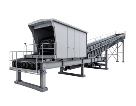 Industrial conveyor system with transparent background