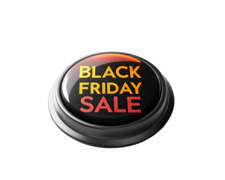 Glossy Black Friday Sale Push Button With Red and Yellow Text