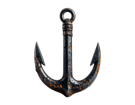 Isolated anchor icon with transparent background for navigation and symbolism