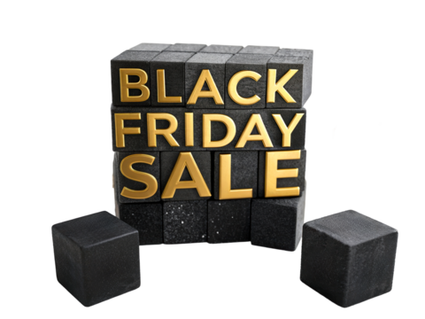Black Friday Sale golden text on textured cubes