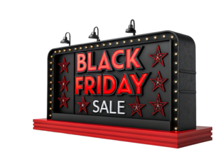 Black Friday Sale Marquee Sign with Stars and Lights