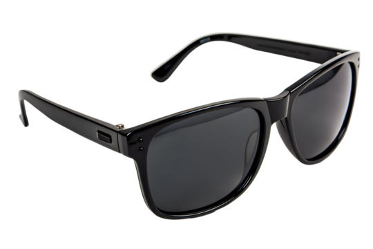 Black Wayfarer Style Sunglasses on White Background