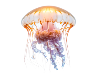 Jellyfish illustration isolated aquatic creature with tentacles against transparent background