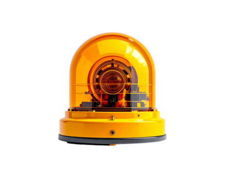 Isolated yellow warning light emergency siren on transparent background - Powered by Adobe