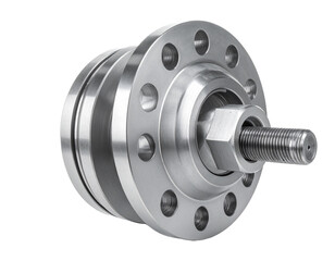 Mechanical gear component with circular flanges and shaft detail