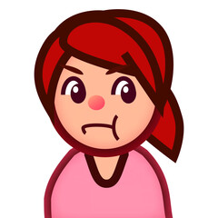 Cartoon woman with red hair showing a grumpy or annoyed expression