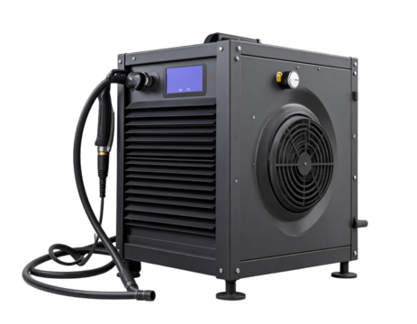 Modern industrial equipment rendered with detailed features and transparent background