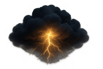 Dark storm cloud with lightning striking down