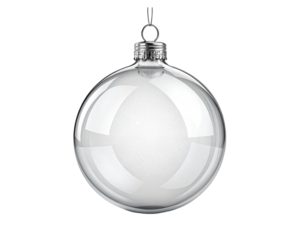 Clear Glass Sphere Ornament with Silver Cap and Hanging Loop