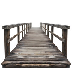 Obraz premium Misty Weathered Wooden Dock Extending into Calm Water - Stock Photo