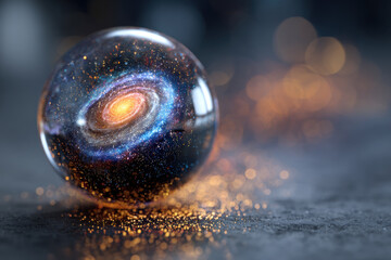 Magic spheres of fortune teller with galaxy inside, mind power concept