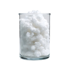 White Fluffy Cloud-like Material in Clear Glass Background