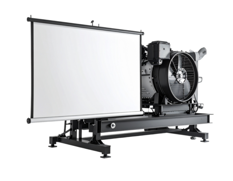 Projector and screen isolated on transparent background for presentations