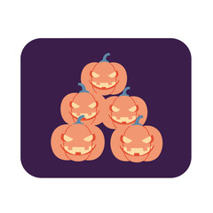 Flat Style Pile of Jack O Lanterns on Purple Background Icon