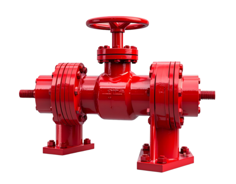Red industrial valve illustration on transparent background