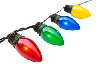 String of four colorful festive Christmas lights