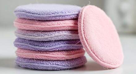 Stack of Pastel Reusable Makeup Remover Pads for Eco Friendly Lifestyle