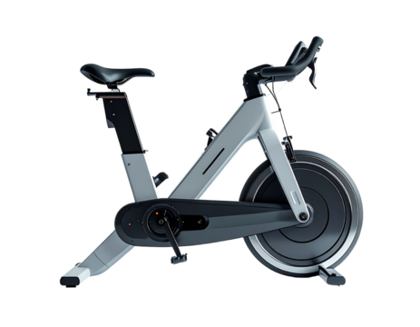 Stationary exercise bike isolated on a transparent background for fitness and wellness concepts