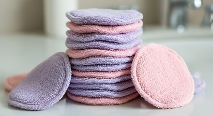 Stack of Reusable Makeup Remover Pads for Sustainable Beauty Routine