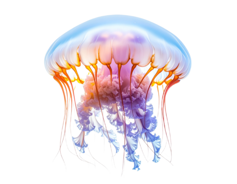 Vibrant jellyfish illustration against transparent background digital artwork