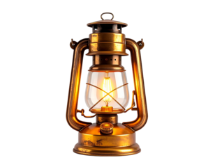 Vintage lantern illustration with warm glow and ornate design isolated