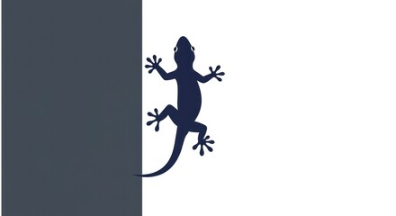 Naklejka premium Stylized lizard climbs a gray and white wall illustration
