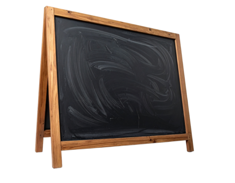 Wooden chalkboard advertising sign with transparent background for messaging