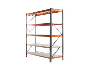 Wooden storage rack with multiple shelves isolated on transparent background