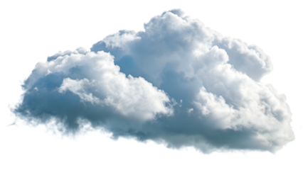 Fluffy cumulus cloud formation against white background