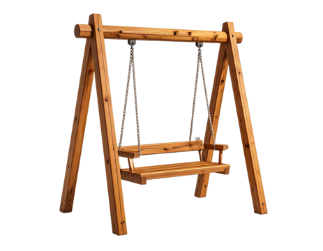 Wooden swing set isolated on transparent background
