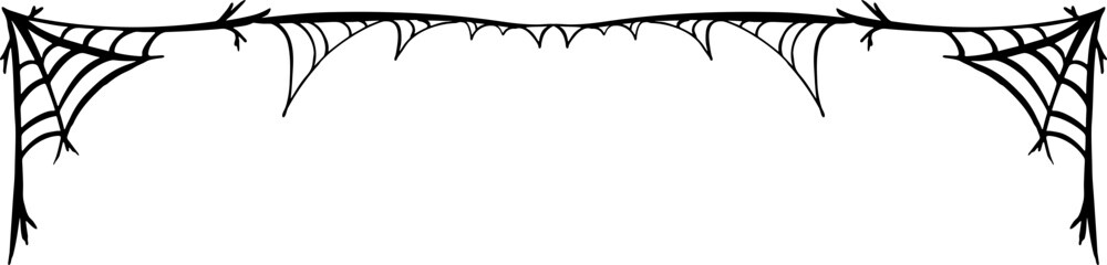 Black Hand Drawn Spider Web Border